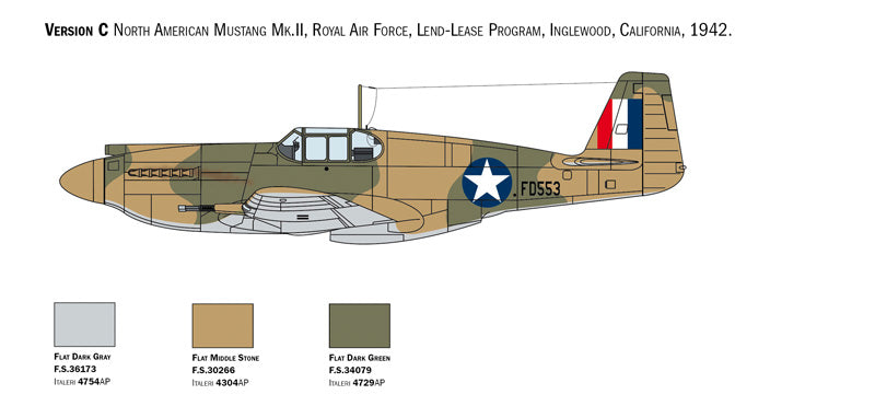 Italeri 01423 1/72 Scale North American P-51A Mustang - Techtonic Hobbies - Italeri