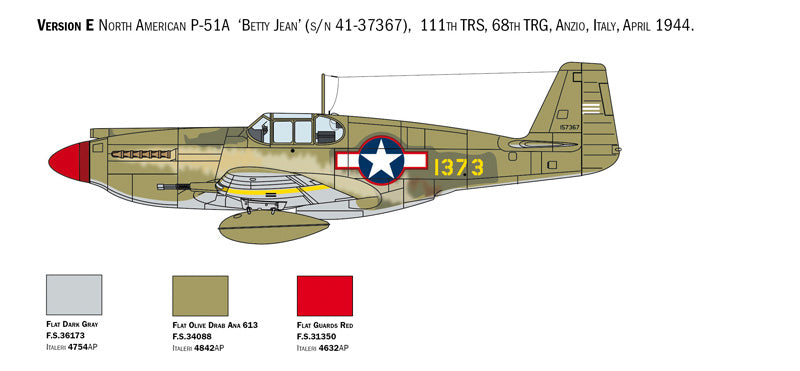 Italeri 01423 1/72 Scale North American P-51A Mustang - Techtonic Hobbies - Italeri