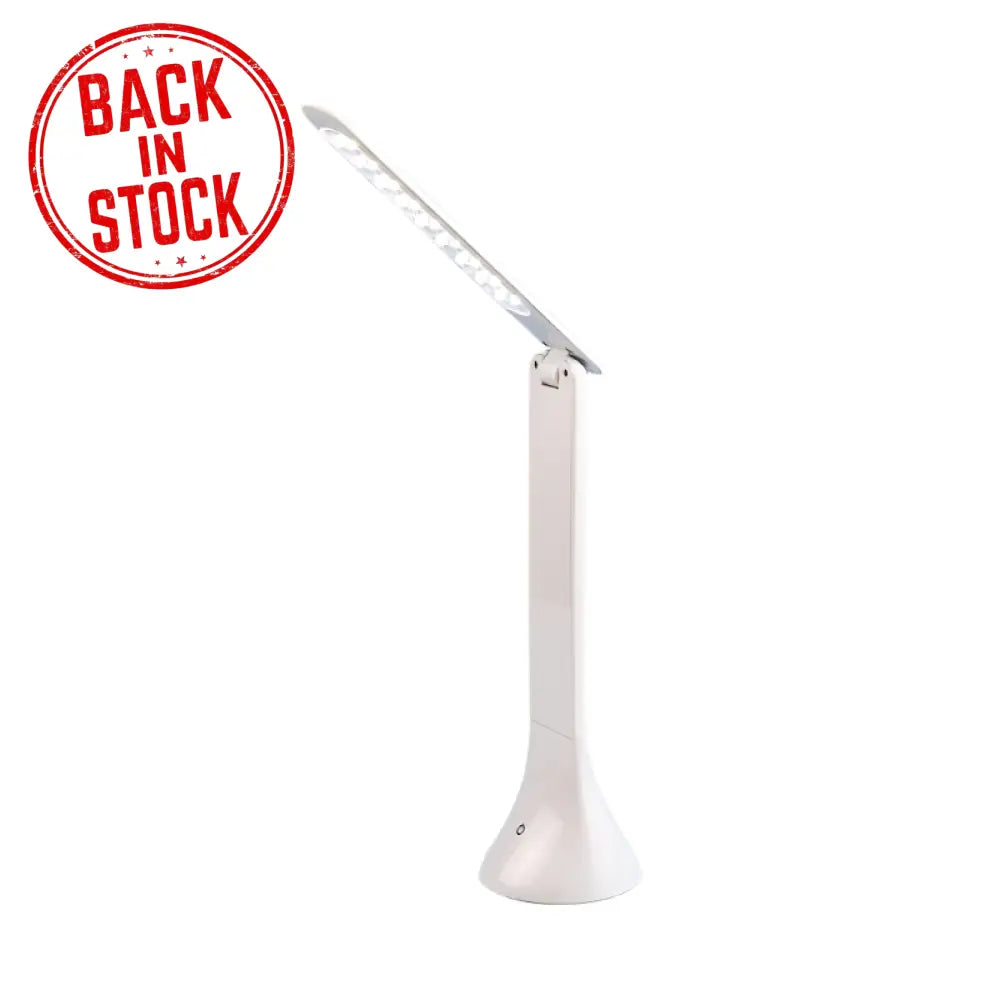 Lightcraft White adjustable desk / pit lamp on a blue gradient background