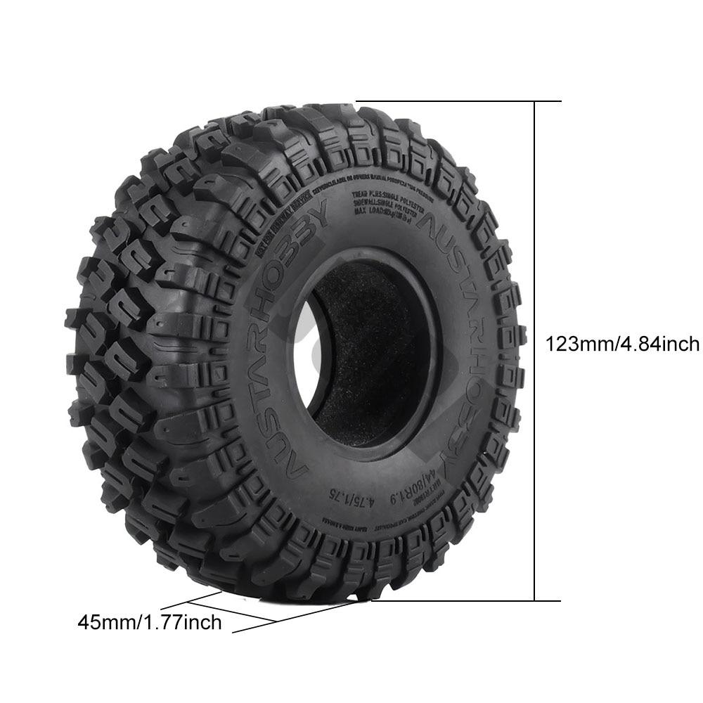 INJORA 1.9" 123*45mm Rubber Tires for 1/10 RC Crawlers