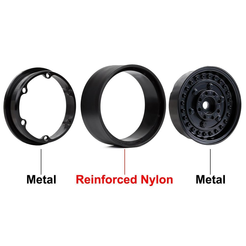 INJORA 4PCS 1.9" Beadlock Wheel Rims for 1/10 Scale RC Crawler, 116g/pcs
