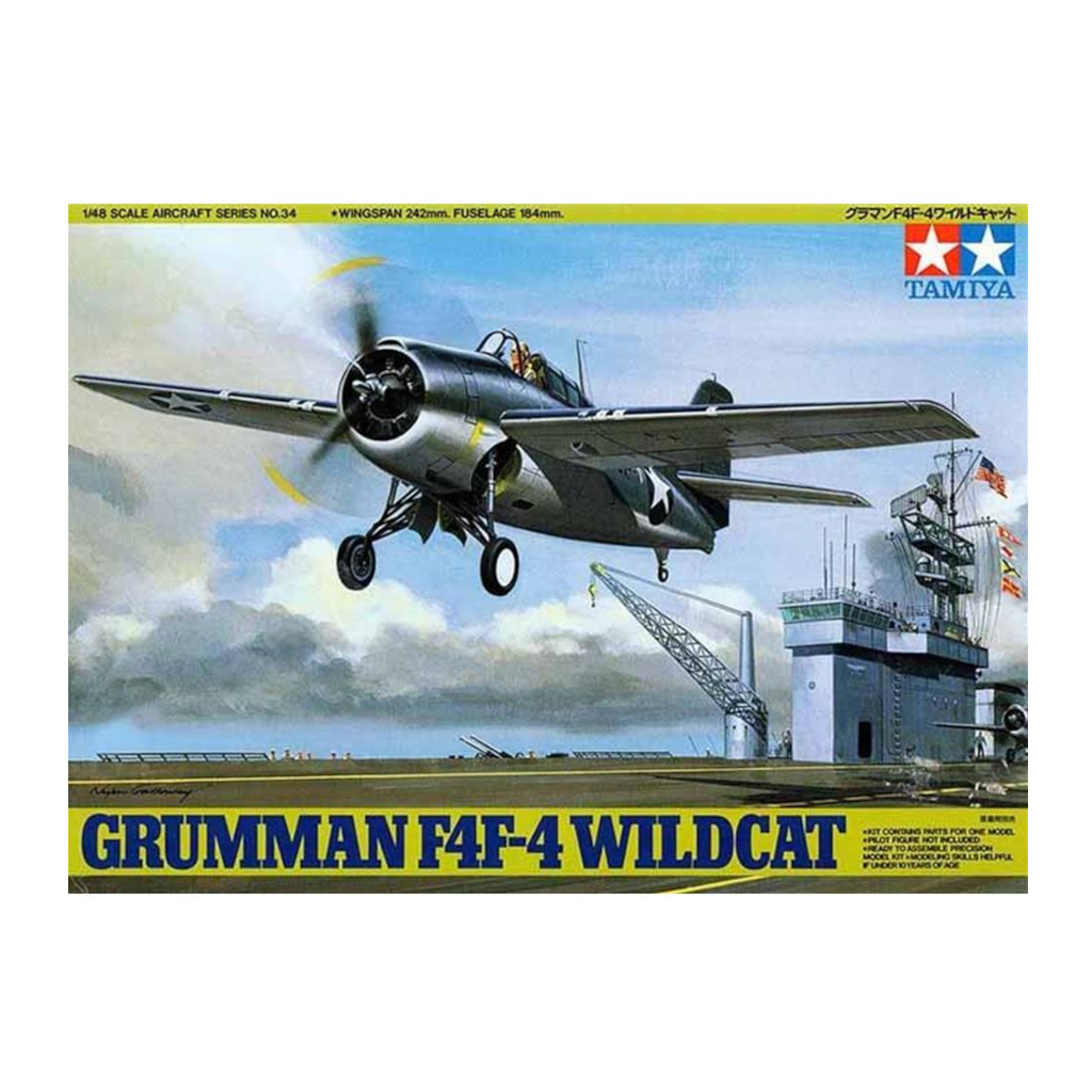 Tamiya 61034 1/48 Scale Grumman F4F-4 Wildcat - Techtonic Hobbies - Tamiya