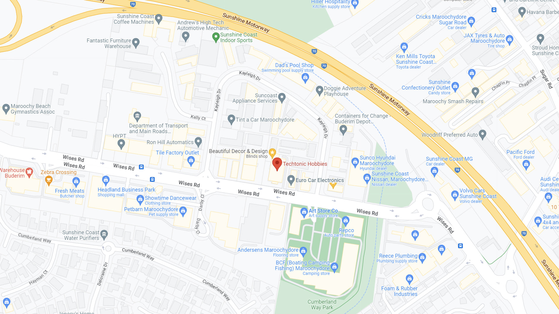 Techtonic Hobbies map location on the Sunshine Coast