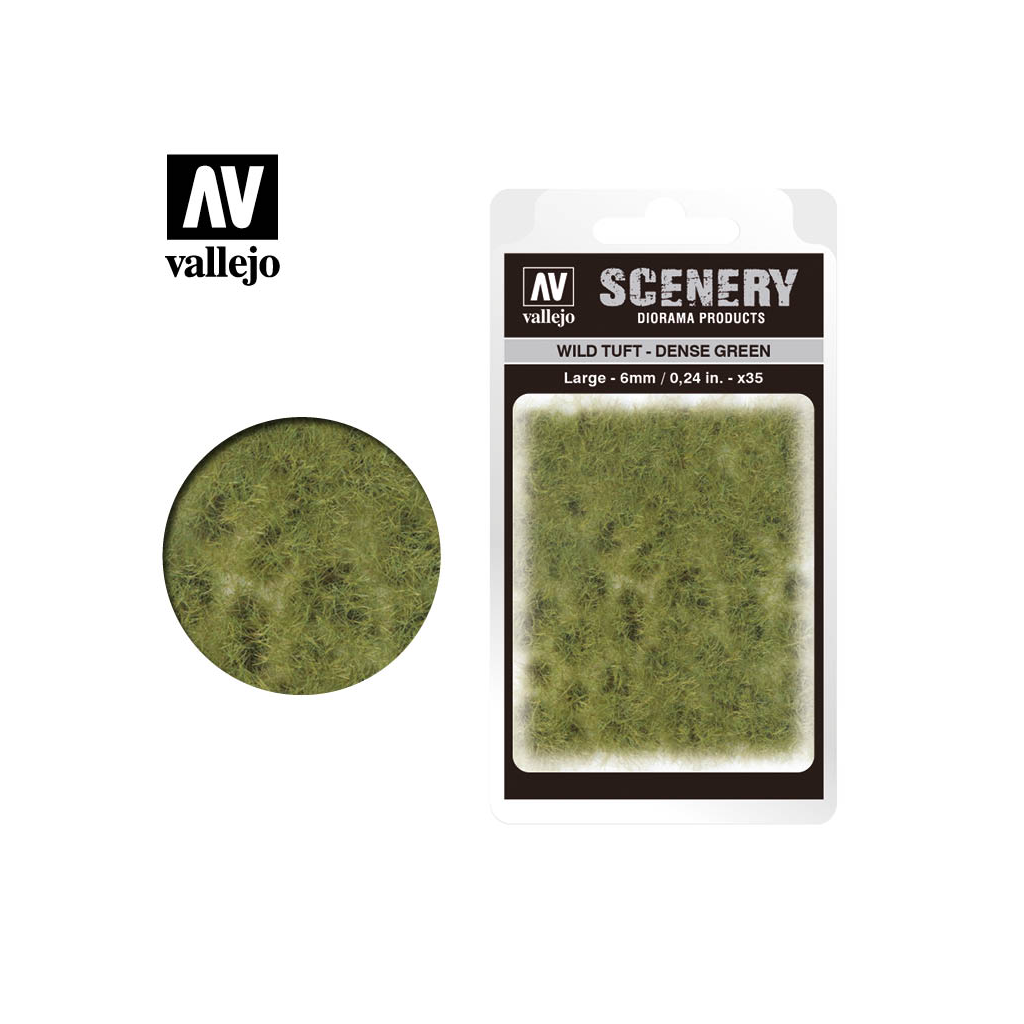 Vallejo Scenery 6mm Dense Green Wild Tuft 35Pcs - Techtonic Hobbies - Vallejo