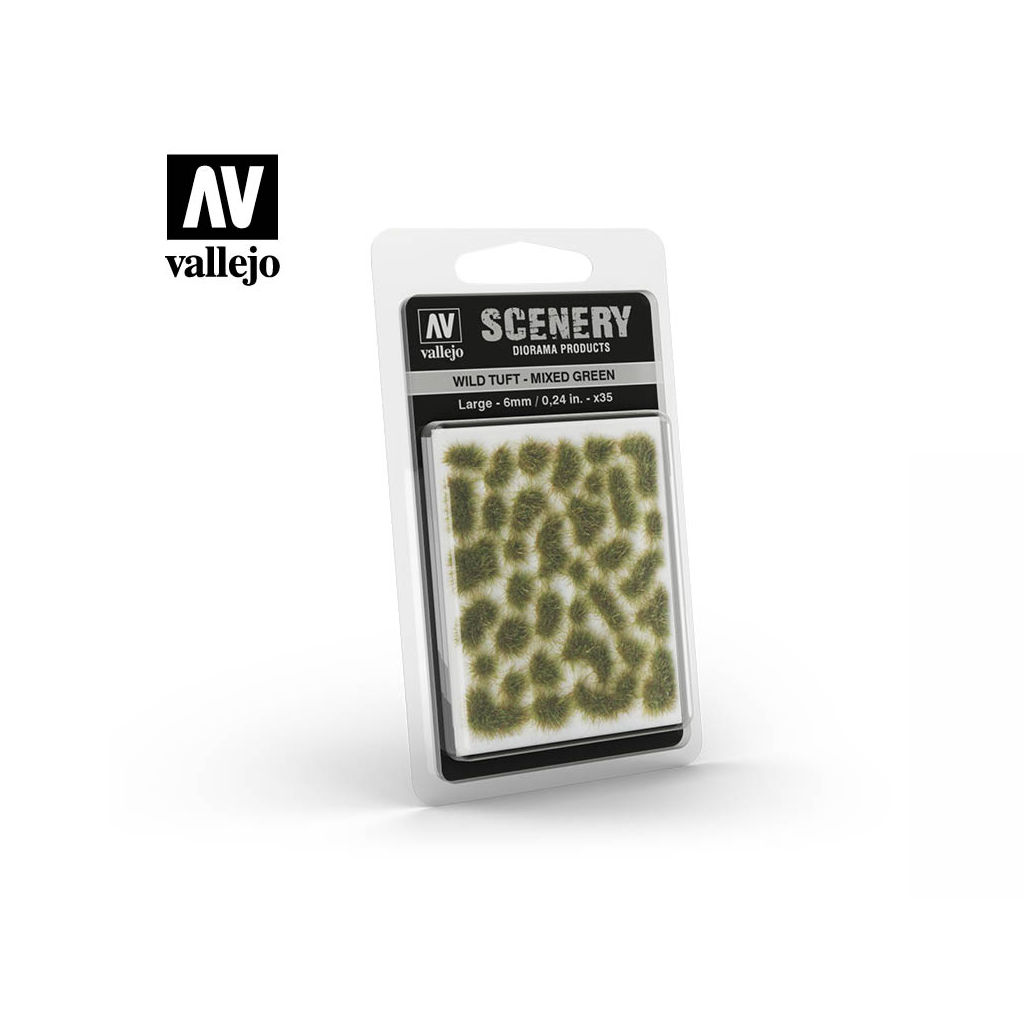 Vallejo Scenery 6mm Mixed Green Wild Tuft 35Pcs - Techtonic Hobbies - Vallejo