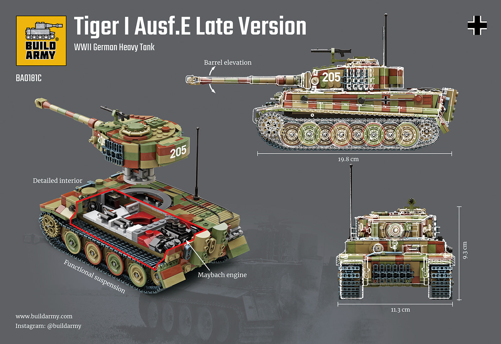 Build Army Tiger 1 Ausf.E Late Version in Camouflage