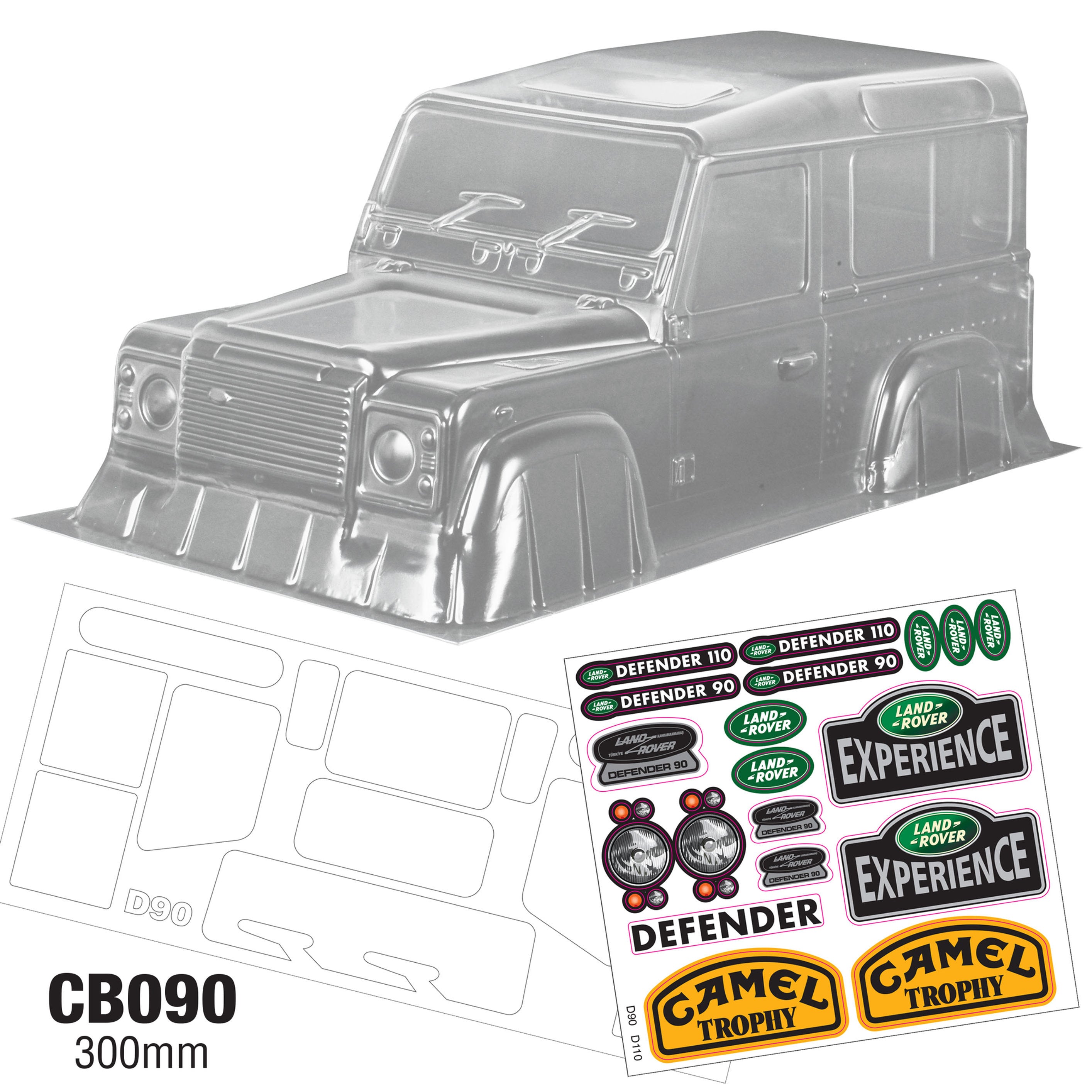 TEAM C CRAWLER CLEAR BODY SHELL CB110 1/10 CRAWLER BODY DEFENDER (WIDTH 210MM, WHEELBASE 313MM) - Techtonic Hobbies - Team C Bodies