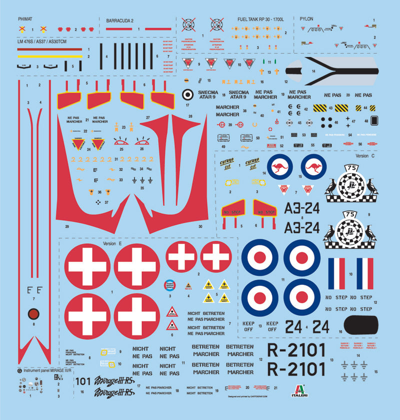 Italeri 02510 1/32 Scale Mirage Iii E/R Australia Decals - Techtonic Hobbies - Italeri