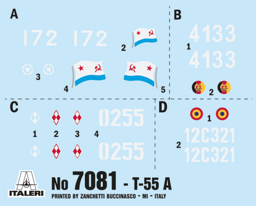 Italeri 07081 1/72 Scale Soviet T-55A Medium Tank - Techtonic Hobbies - Italeri