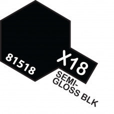 Tamiya-Tamiya Acrylic Mini X-18 SEMI GLOSS BLACK-rc-cars-scale-models-sunshine-coast