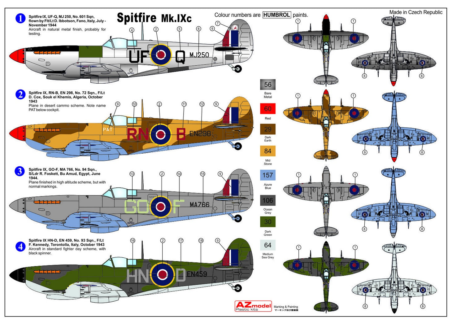 AZ-Model 7390 1/72 Scale Supermarine SPITFIRE IXC Plastic Model Kit (Scale Model) - Techtonic Hobbies - AZ Models