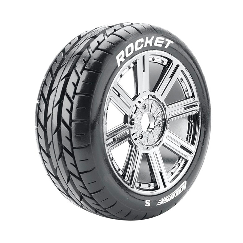 Louise World B-Rocket Black/Chrome Spoke 1/8 Tyre & R LT3190BC - Techtonic Hobbies - Louise World