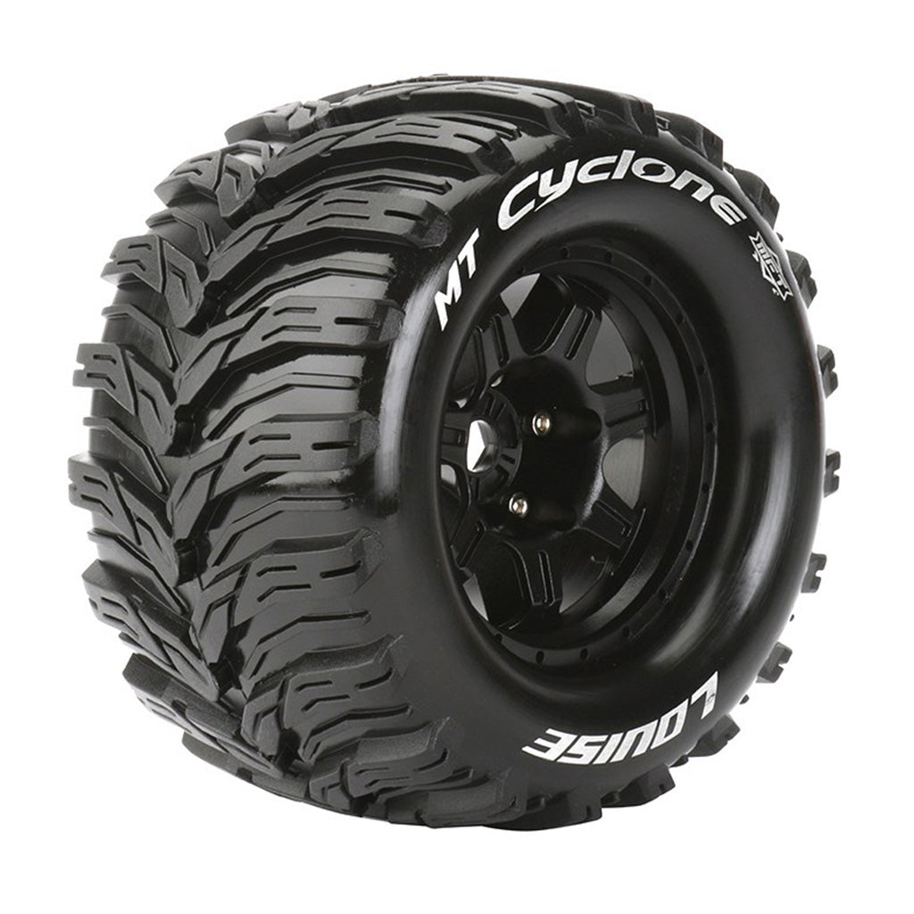 Louise World MFT 1/8 MT-CYCLONE MONSTER TRUCK TIRE SPORT / 0 OFFSET BLACK RIM HEX 17mm / MOUNTED LT3323B - Techtonic Hobbies - Louise World