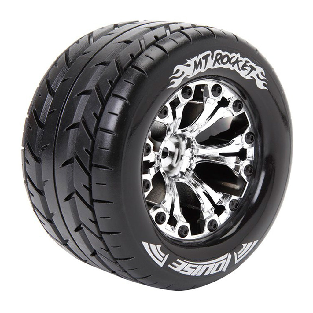 Louise World MT-Rocket Tyre On Chrome Rim 1/2 Offset LT3201CH - Techtonic Hobbies - Louise World