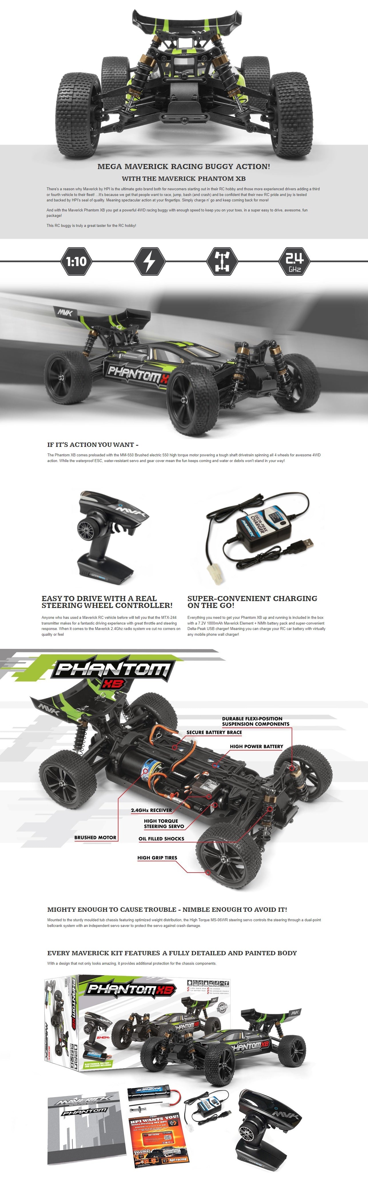 Maverick-Maverick Phantom XB _ Brushed 1/10th Buggy-rc-cars-scale-models-sunshine-coast