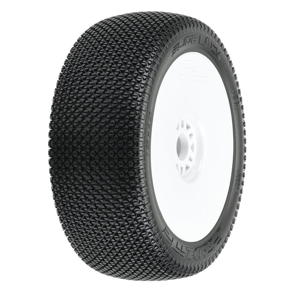 Proline Slide Lock S3 (Soft) Off-Road 1:8 Buggy Tires Mounted On V2 White Wheels (2) For Fr Or Rr - Pr9064-233 - Techtonic Hobbies - Proline Racing