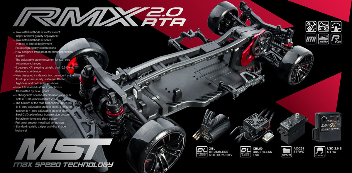 MST – RMX2.0 S RWD 2WD READY TO RUN RTR RC DRIFT CAR (WITH BODY) BRUSHLESS VERSION (RC Car) - Techtonic Hobbies - RMX
