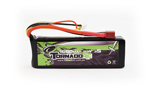Tornado RC-Tornado Rc-3S-1600Mah-40C Soft Case Lipo 11.1V Deans -rc-cars-scale-models-sunshine-coast