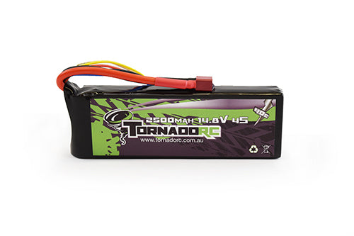 Tornado RC-Tornado Rc-4S-2500Mah-40C Soft Case Lipo 14.8V Deans -rc-cars-scale-models-sunshine-coast