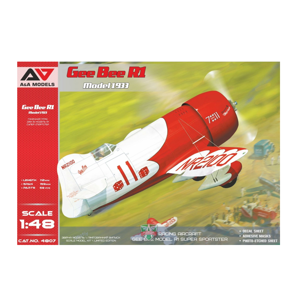 A&A MODELS 4807 1/48 Scale Gee Bee R1 (1933 Version) Plastic Model Kit - Techtonic Hobbies - A&A Models