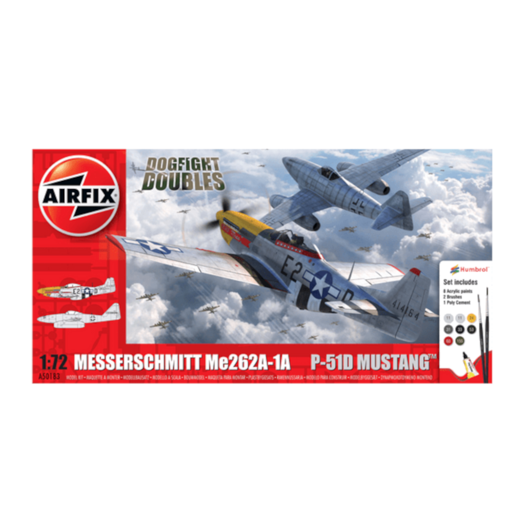 Airfix A50183 1/72 Scale Messerschmitt Me262 P-51D Mustang Dogfight Doubles Gift Set - Techtonic Hobbies - Airfix