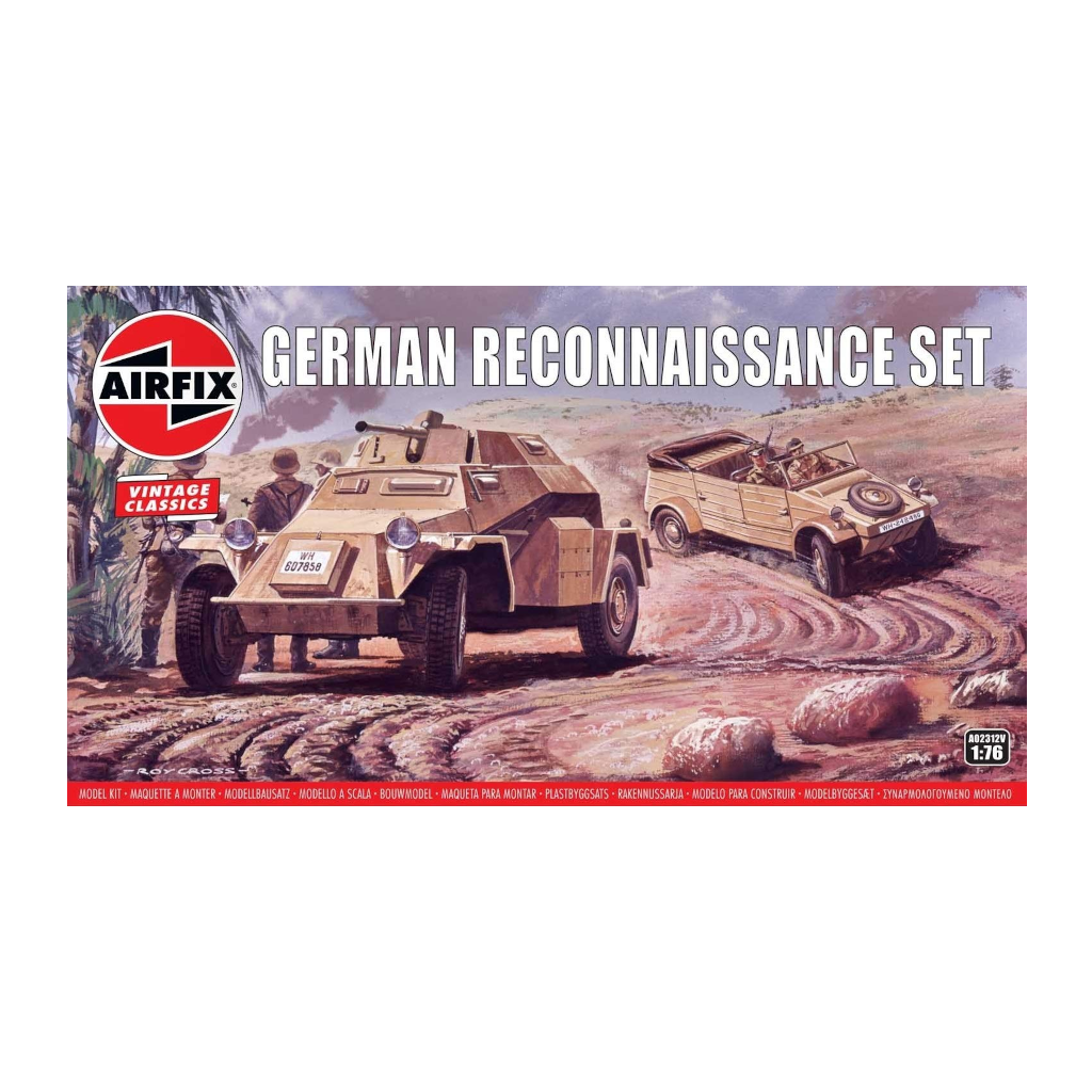 Airfix Vintage Classic A02312V German Reconnaissance Set- Sd.Kfz 222 and VW Kubelwagen Model Kit - Techtonic Hobbies - Airfix