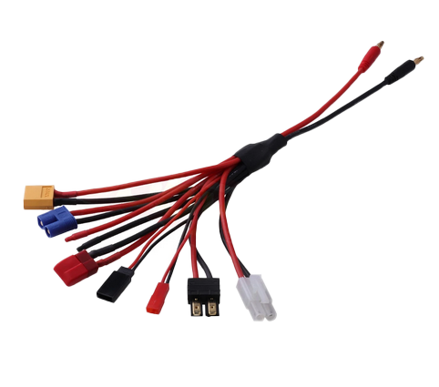 Techtonic-Techtonic Battery Charger Adapter Connector 8in1 Splitter Cable fit for 4.0mm Banana Plug to T Plug Deans,TRX,Tamiya,XT60,EC3,JST -rc-cars-scale-models-sunshine-coast