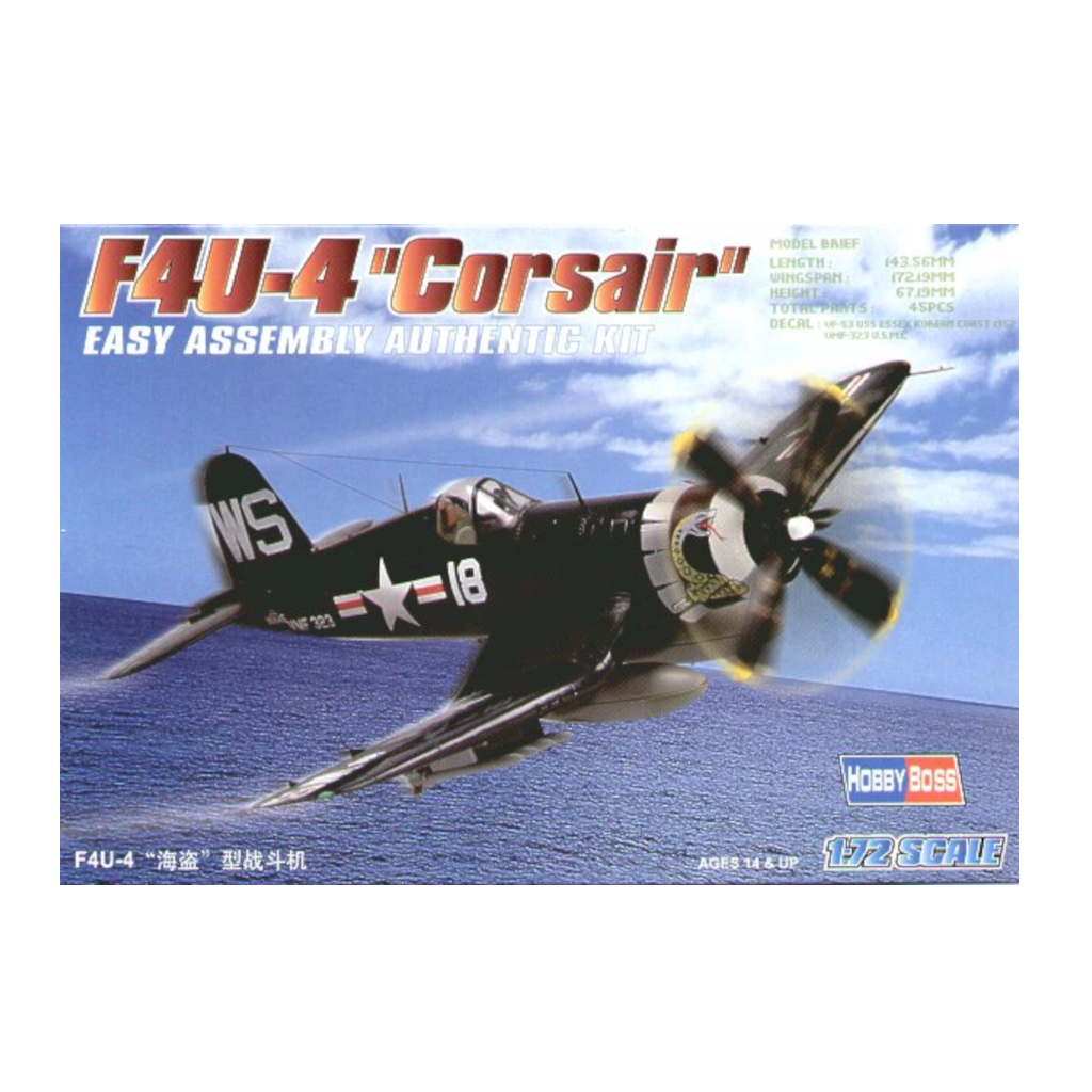 Hobby Boss 80218 F4U-4 Corsair Easy Assembly Plastic Model Kit - Techtonic Hobbies - Hobby Boss