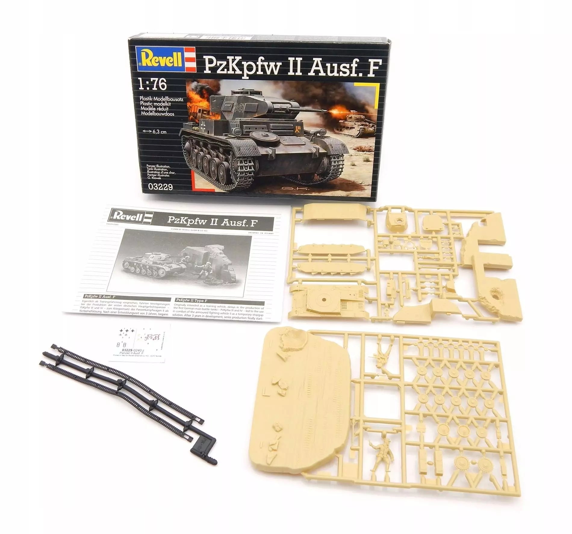 Revell 03229 1:76 Scale Panzer PzKpfw II Aus.F (German WW2 Tank) Plastic Model Kit (Scale Model) - Techtonic Hobbies - Revell