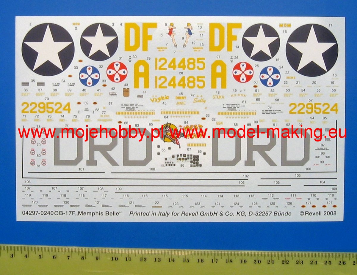 Revell 04297 1/48 scale Boeing B-17F Flying Fortress - Memphis Belle (American WW2 Bomber) Plastic Model Kit (Scale Model) - Techtonic Hobbies - Revell