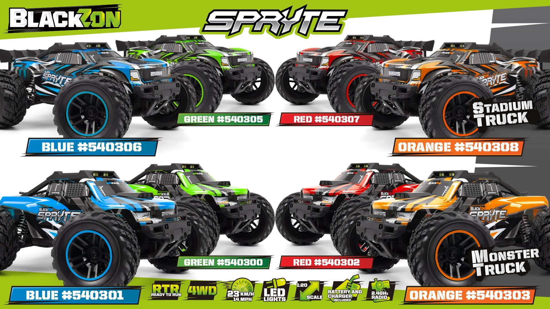 Blackzon Spryte MT/ST 1/20 4WD Electric Truck Spare Parts & Upgrades