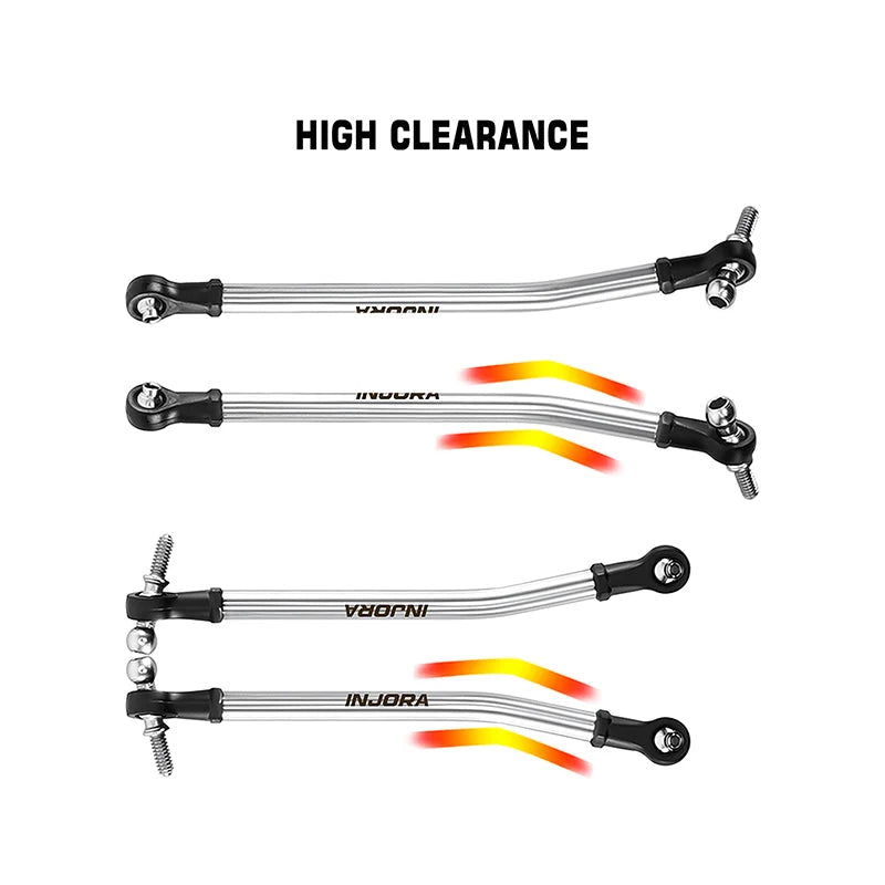 INJORA Stainless Steel High Clearance Links Set for 1/30 SCX30, 99mm Wheelbase