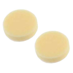 Two yellow RC foam Habao air filter sponges on a white background