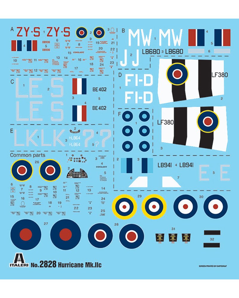 ITALERI HURRICANE MK.II C, NEW DECALS 1/48