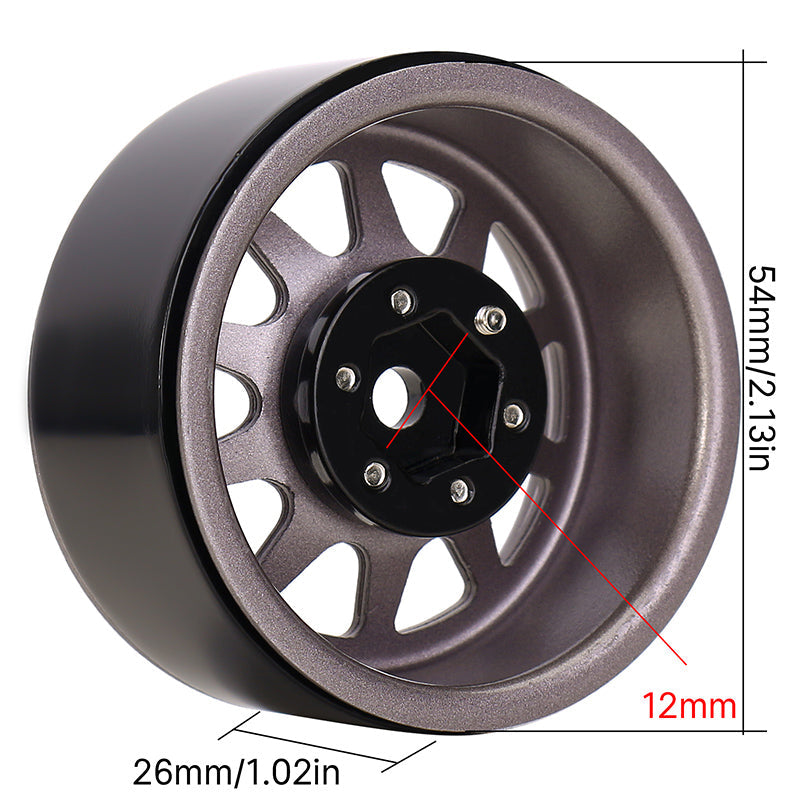 INJORA 1.9" 10-spoke Stamped Steel Wheels for 1/10 RC Crawlers