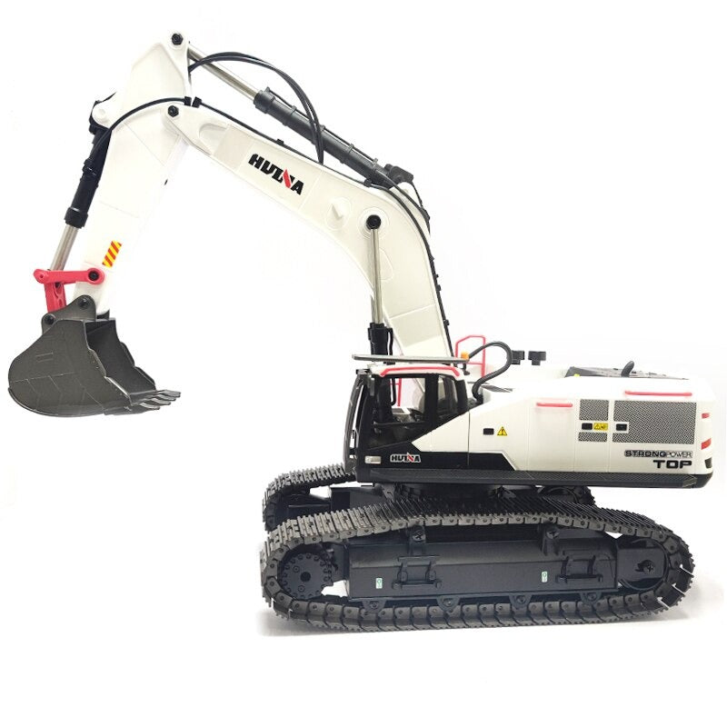 Huina 1594 RC EXCAVATOR with tracks and a large scoop on a white background
