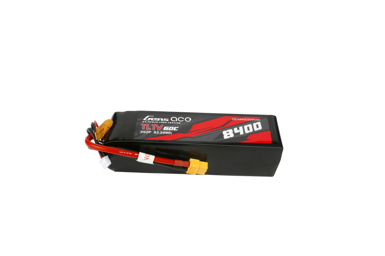 Gens Ace 3S 8400mAh 11.1V 60C Soft Case LiPo Battery (XT60) - Techtonic Hobbies - Gens Ace