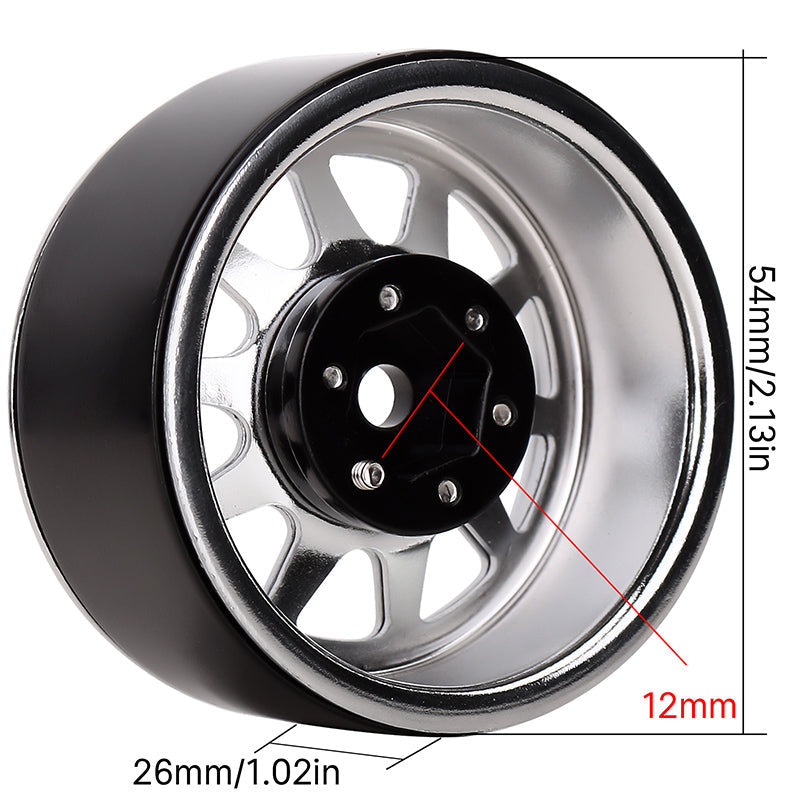 INJORA 1.9" 10-spoke Stamped Steel Wheels for 1/10 RC Crawlers