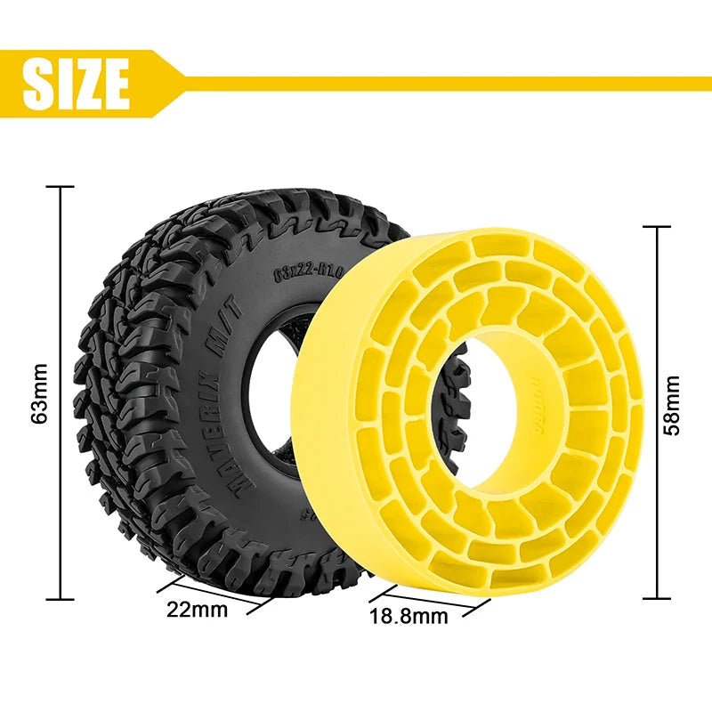INJORA 1.0" 63*22mm MAVERIX M/T Tires & Inserts Combo (4)