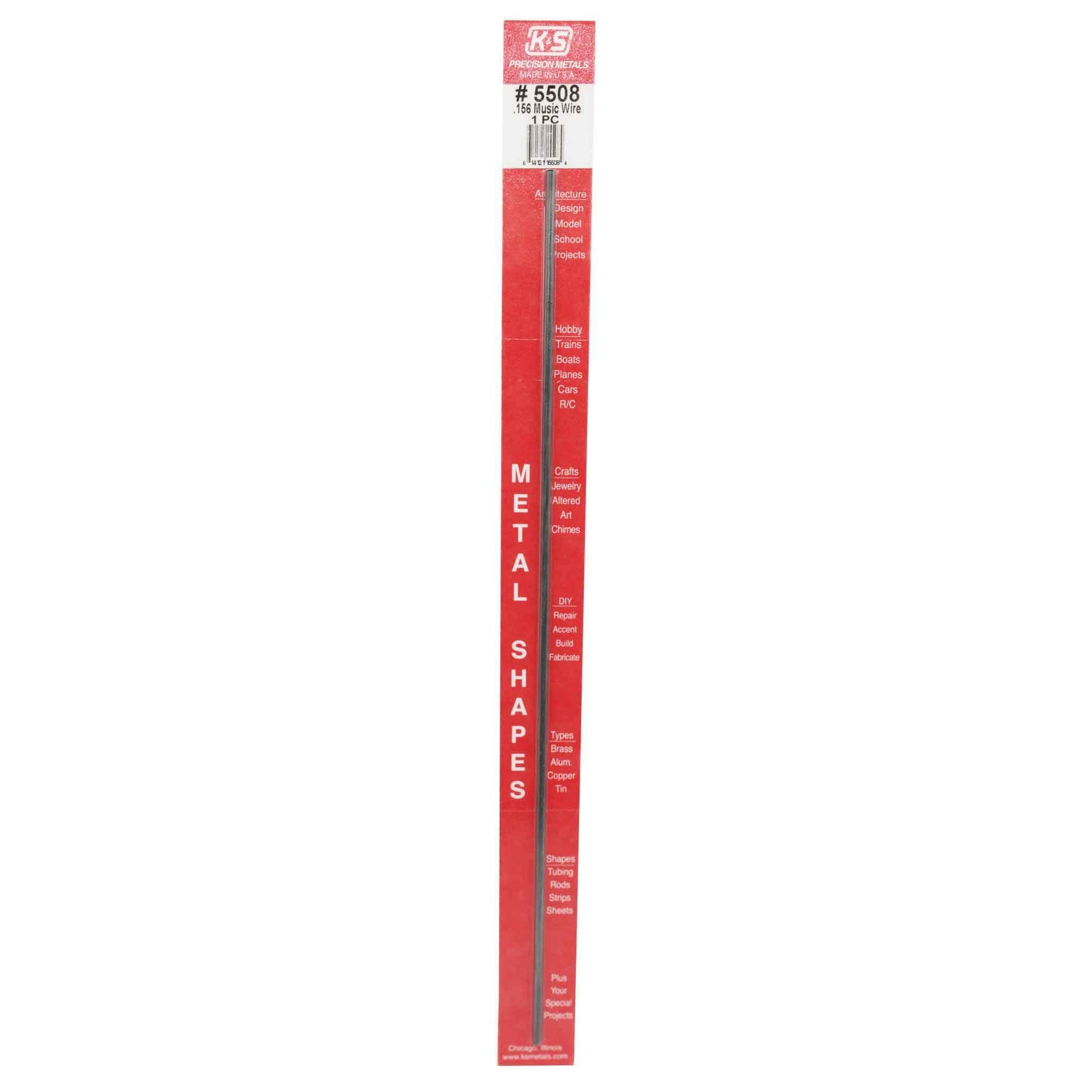 K&S Music Wire: .156" OD x 12" Long (1 Piece)