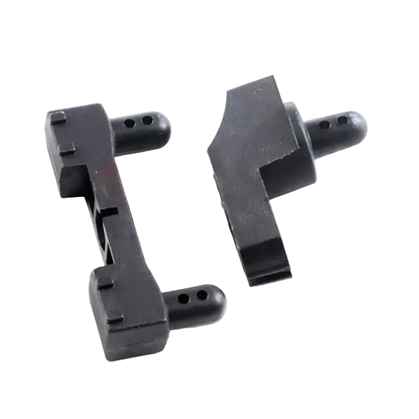 Two black plastic MJX RC car Rear Body Post Mounts for 16207 on a white background