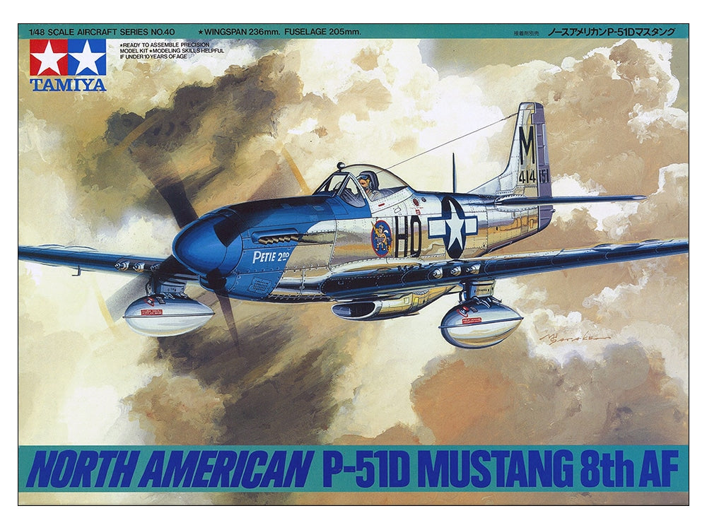 Tamiya 1/48 North American P-51D Mustang 8th AF Model Kit (61040)