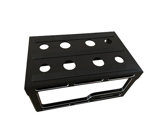 MACH-1 ALLOY 1:8  RC CAR STAND
 with multiple holes for shock rebuilding on a white background