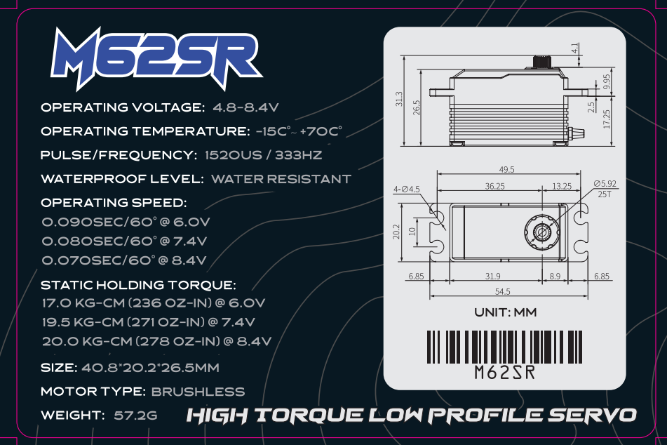 MACH-1 RACING // LOW PROFILE 1:10 DIGITAL SERVO M62SR