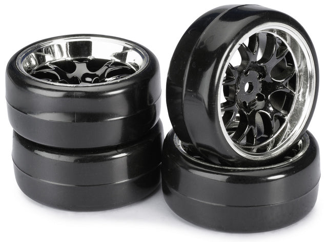 Absima Wheel Set Drift LP " Comb / Profile B" black/chrome 1:10 (4 pcs) - [Sunshine-Coast] - Absima - [RC-Car] - [Scale-Model]