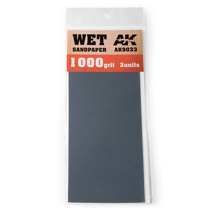 AK Interactive Wet Sandpaper 1000/1200/1500/2000/2500 Grit. 3 units