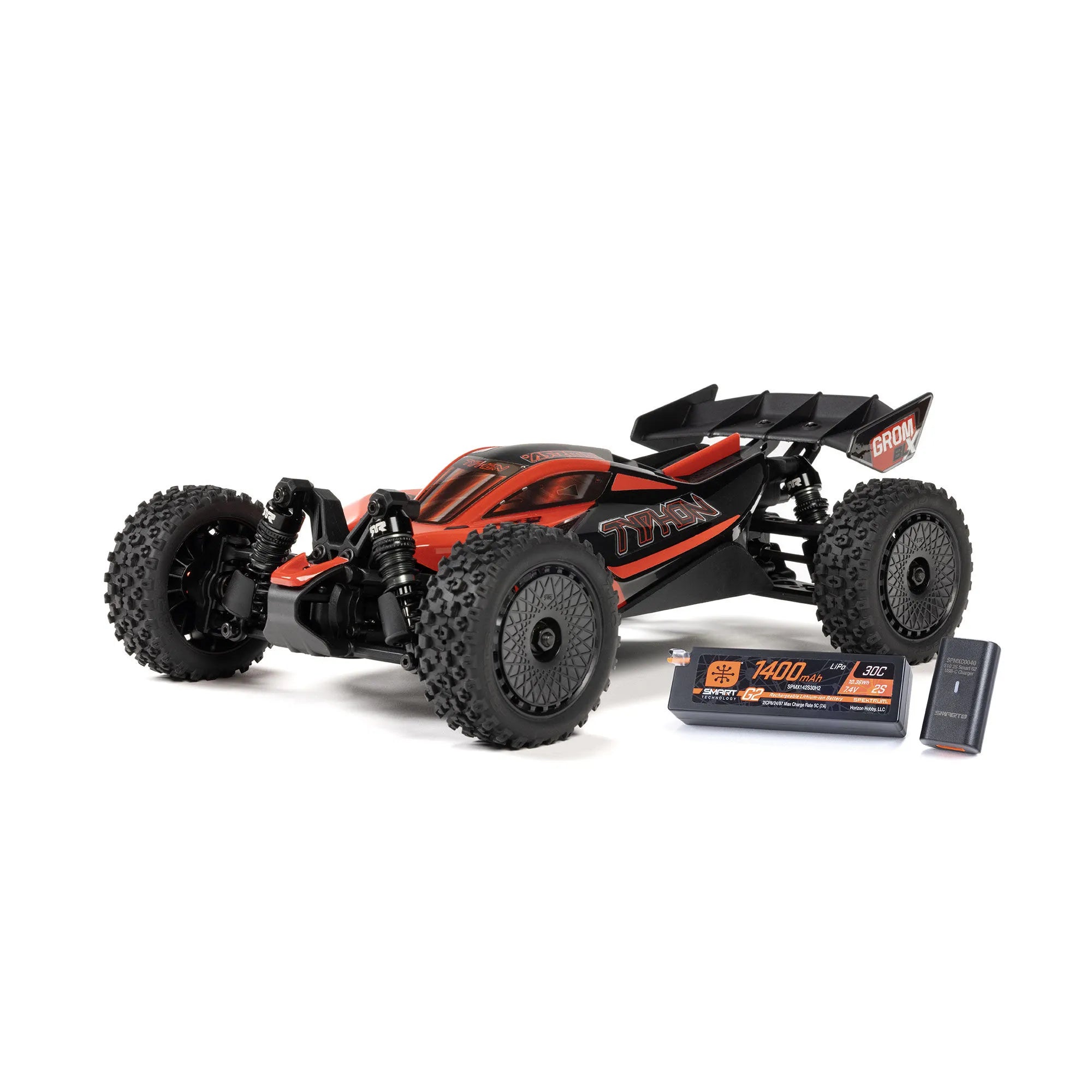 Arrma Typhon Grom 223S DSC Brushless 4X4 1/14 RC Buggy RTR, Red, ARA2306ST1