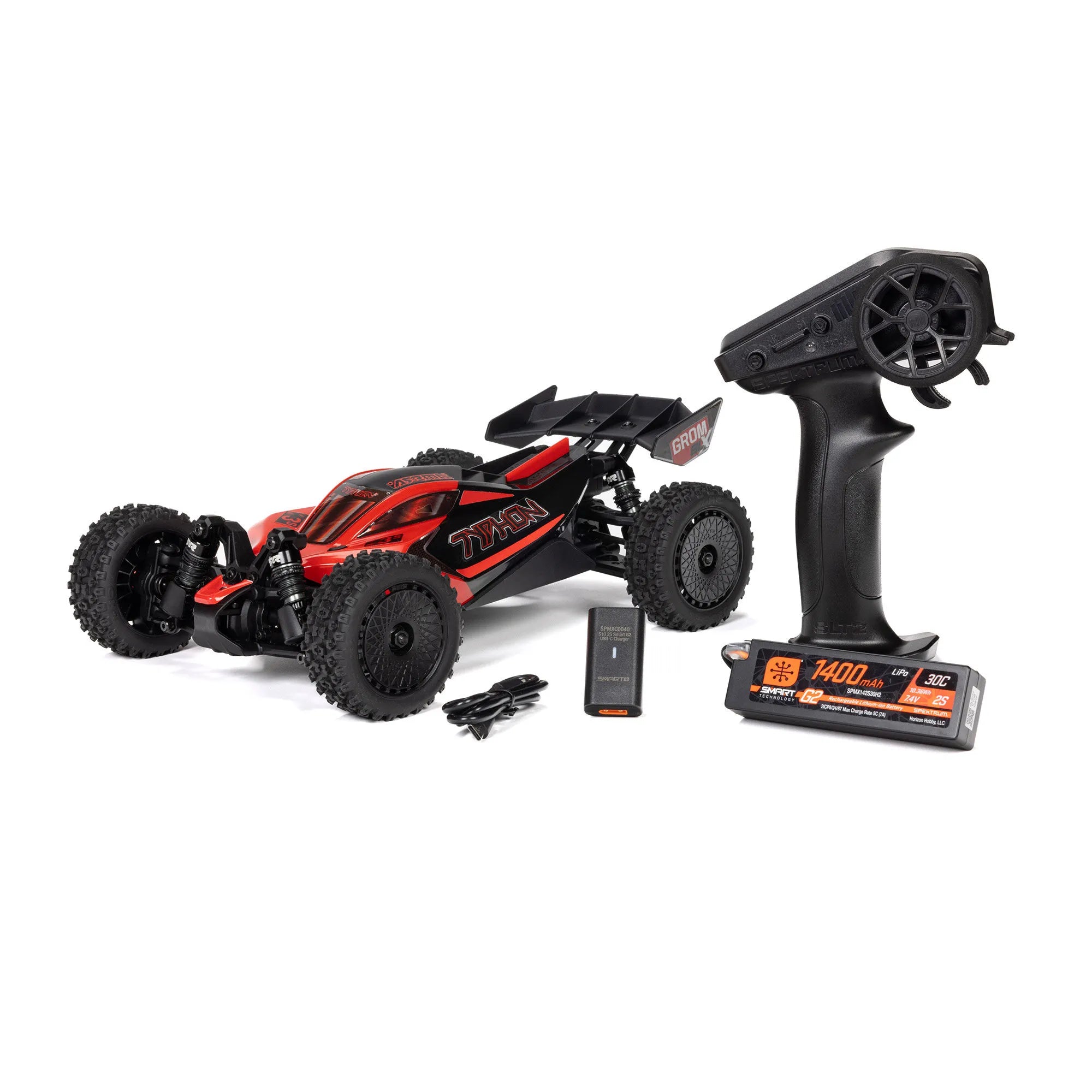 Arrma Typhon Grom 223S DSC Brushless 4X4 1/14 RC Buggy RTR, Red, ARA2306ST1