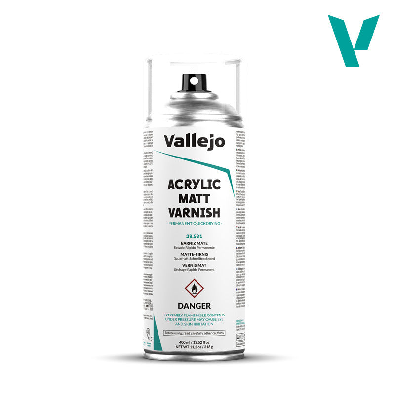 Vallejo Aerosol Acrylic Matt Varnish 400ml Hobby Spray Paint [28531]