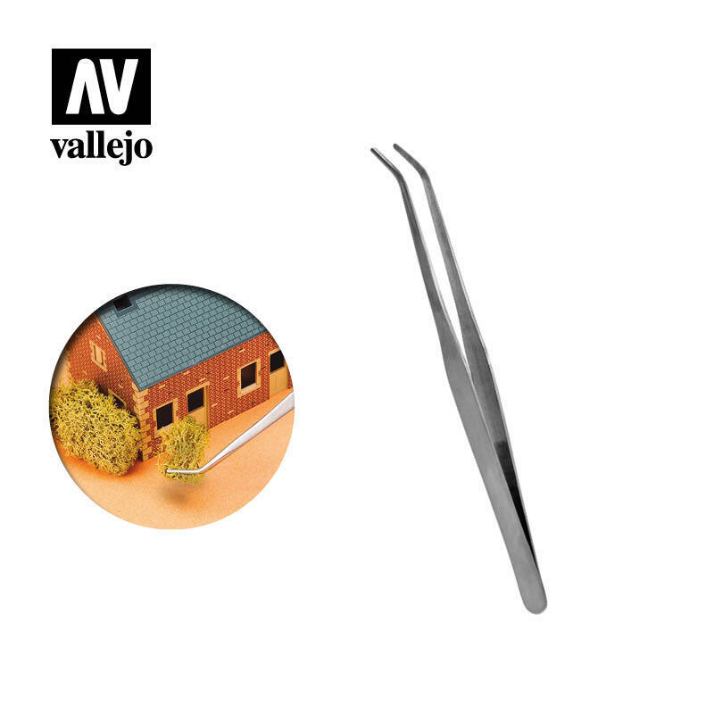 Vallejo T12009 Strong Curved Stainless Steel Tweezers - 175mm